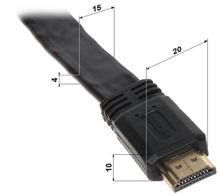 Кабель HDMI-HDMI 10 m, v1.4, плоский